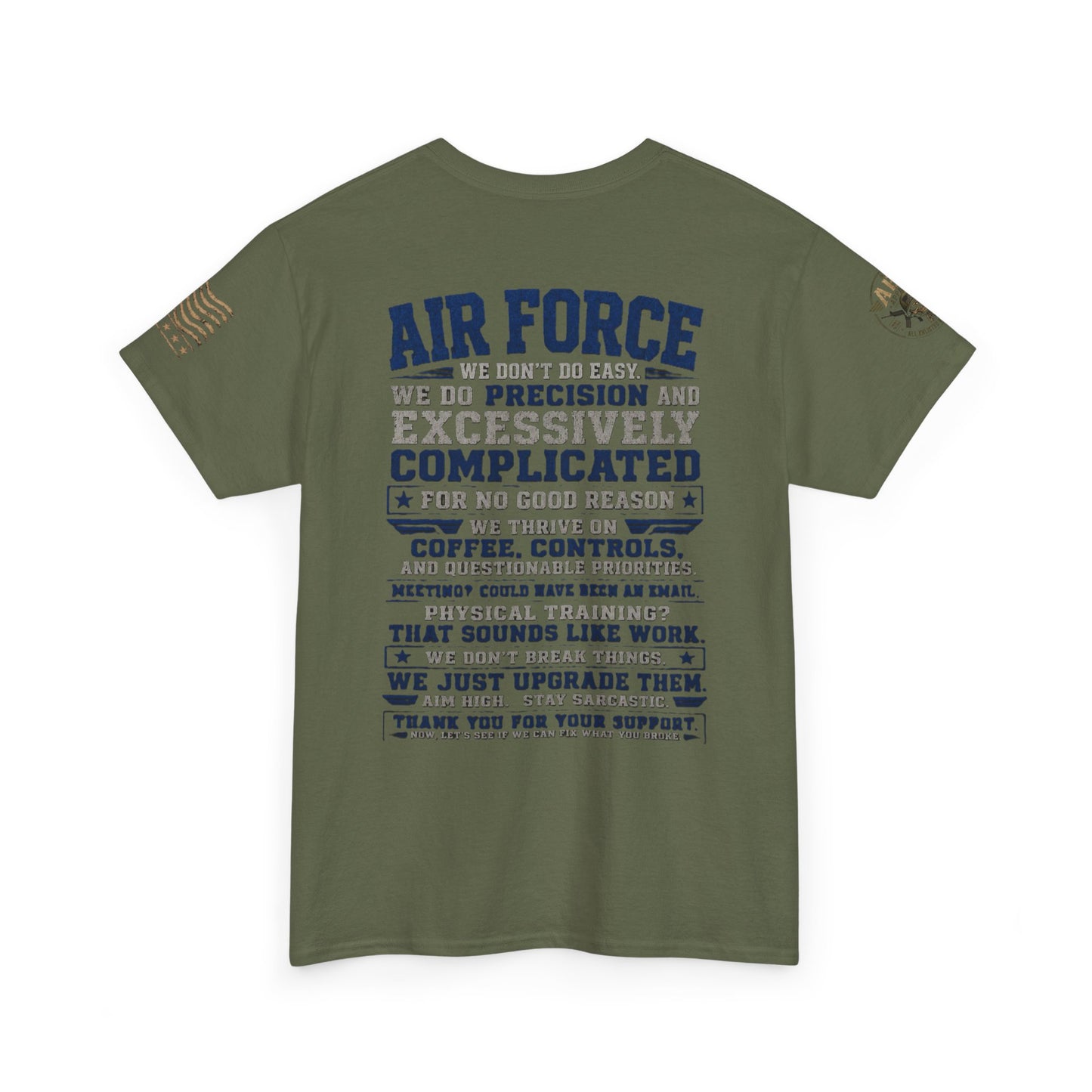 Air Force Crewneck T‑Shirt — "Air Force: Precision & Coffee" Military Graphic Tee