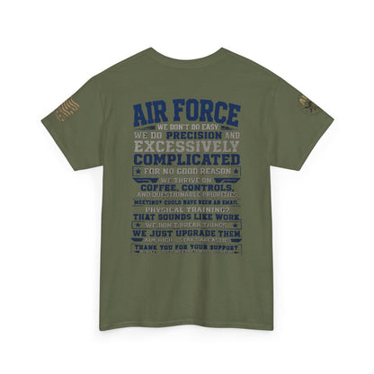 Air Force Crewneck T‑Shirt — "Air Force: Precision & Coffee" Military Graphic Tee