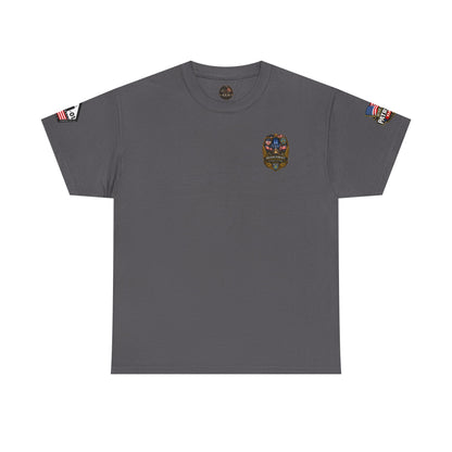 NYPD, FDNY, PAPD-NYNJ Patriots Day Memorial Tee – "Never Forget" 25th Anniversary American Flag Shirt
