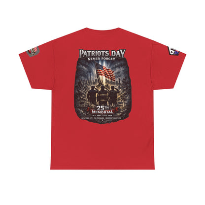 NYARNG Patriots Day Memorial Tee – "Never Forget" 25th Anniversary American Flag Shirt
