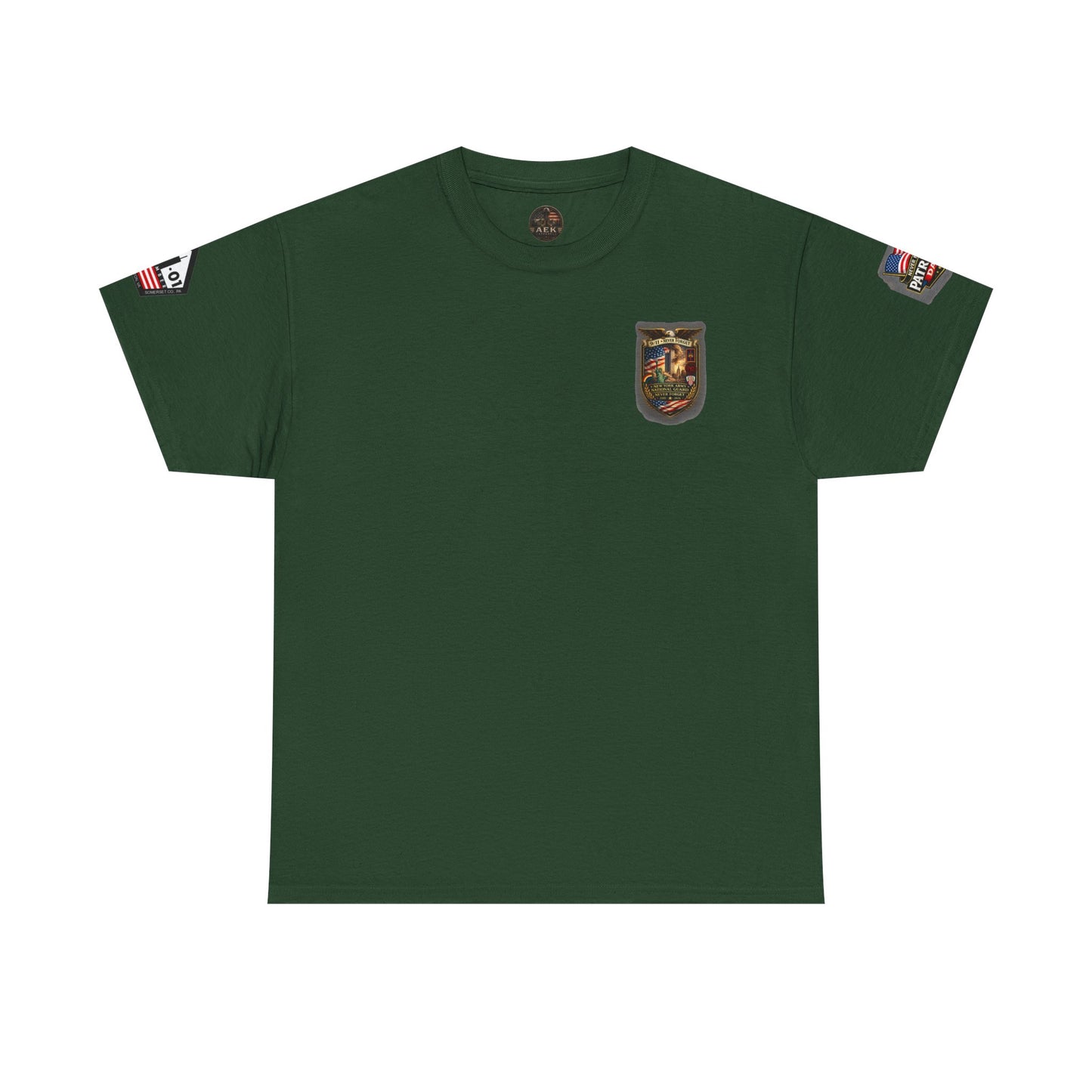 NYARNG Patriots Day Memorial Tee – "Never Forget" 25th Anniversary American Flag Shirt