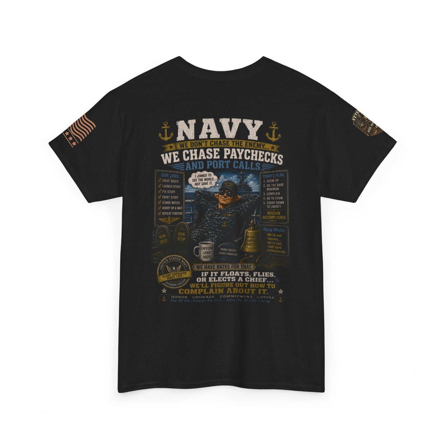 Navy Veteran Graphic Tee - 'Navy: Sea, Salt & Port Calls' Military Shirt