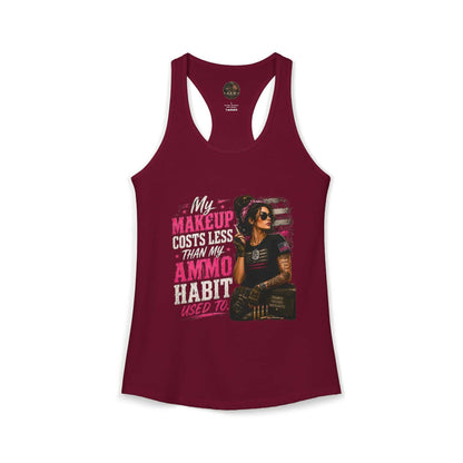 Women's Racerback Tank - "My Makeup Cost More Than My Ammo"