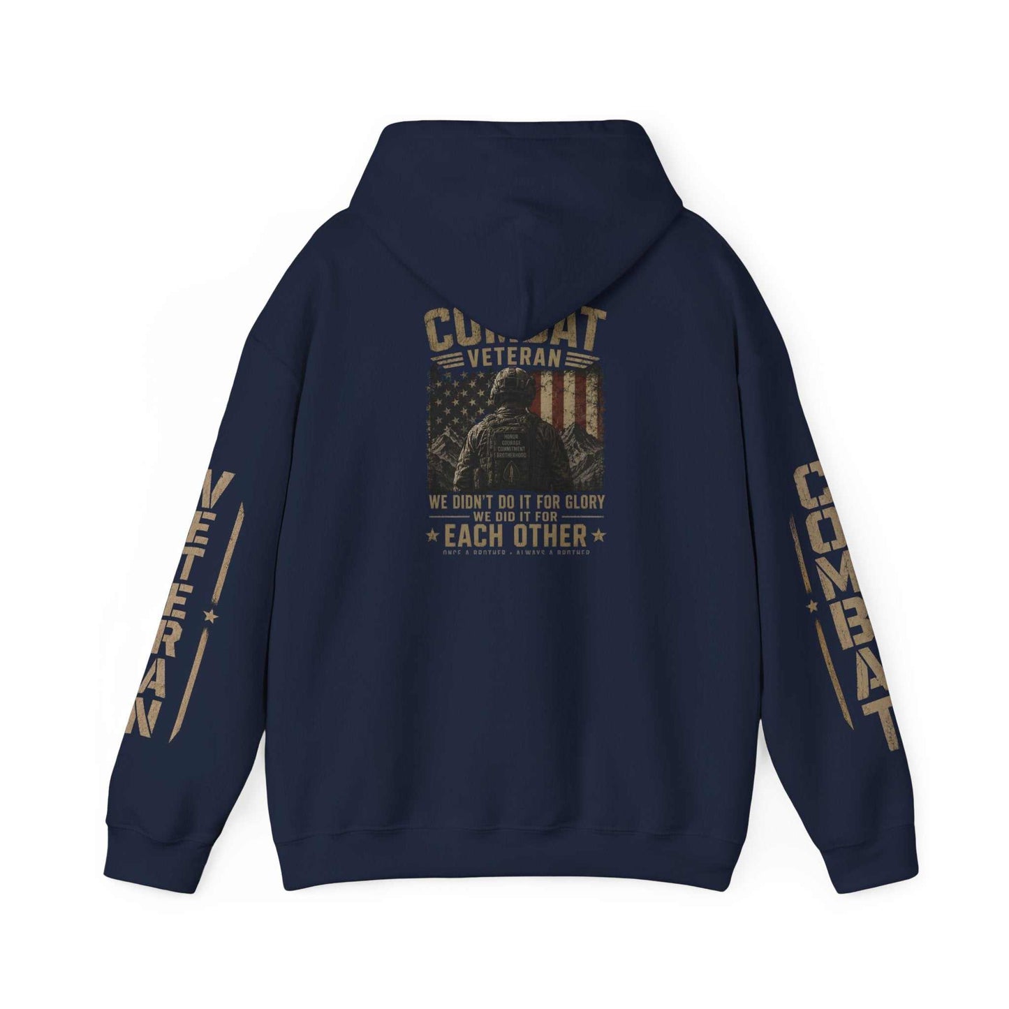 Combat Veteran Hoodie — Patriotic Military Veteran Sweatshirt with 'Combat Veteran' Sleeve Graphics