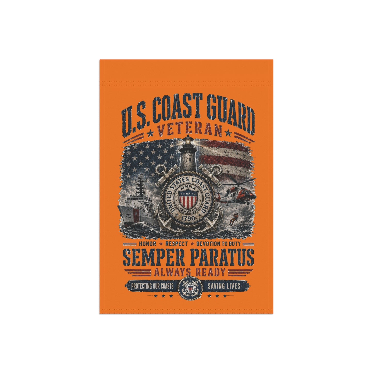 Coast Guard Veteran Garden Flag — Semper Paratus Memorial Banner