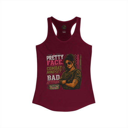 Women's Racerback Tank - "Pretty Face, Combat Mindset"
