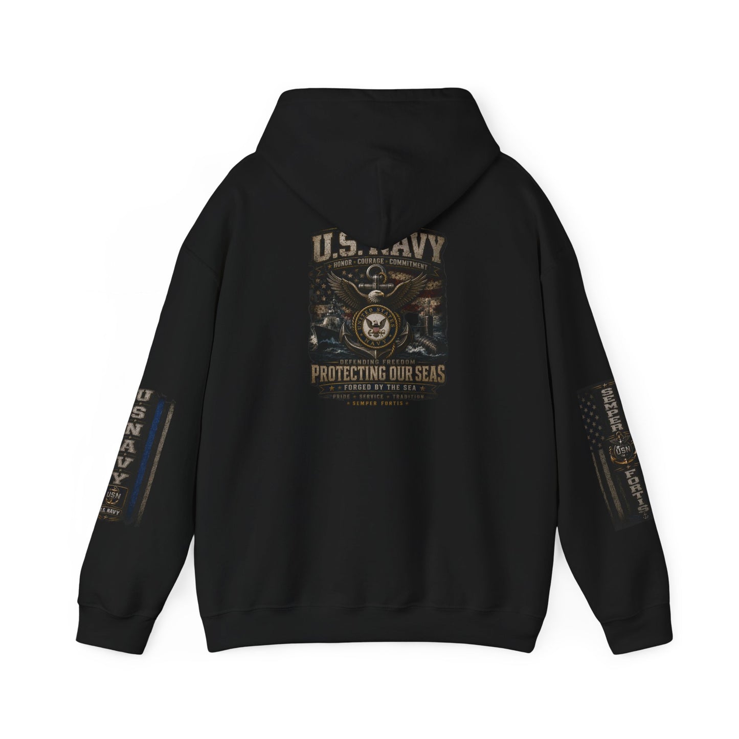 U.S. Navy Hoodie - Protecting Our Seas Sweatshirt (AEK Skull Design)