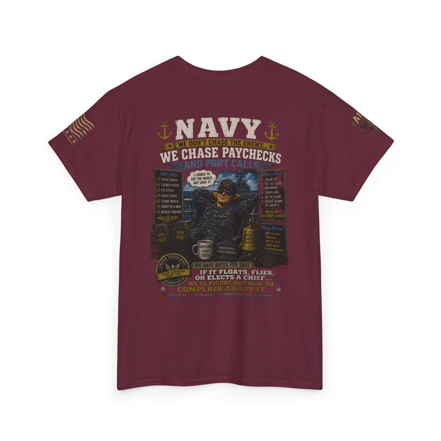 Navy Veteran Graphic Tee – 'Navy: Sea, Ports & Pride' Cotton T-Shirt