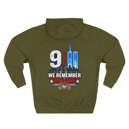 9/11 Remembrance Hoodie – We Remember 25 Years Tribute Fleece Hoodie