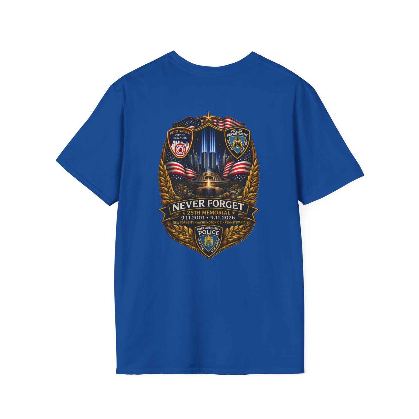 Patriots Day T-Shirt — Small Chest Flag Logo Tee for Memorial & Patriot Celebrations