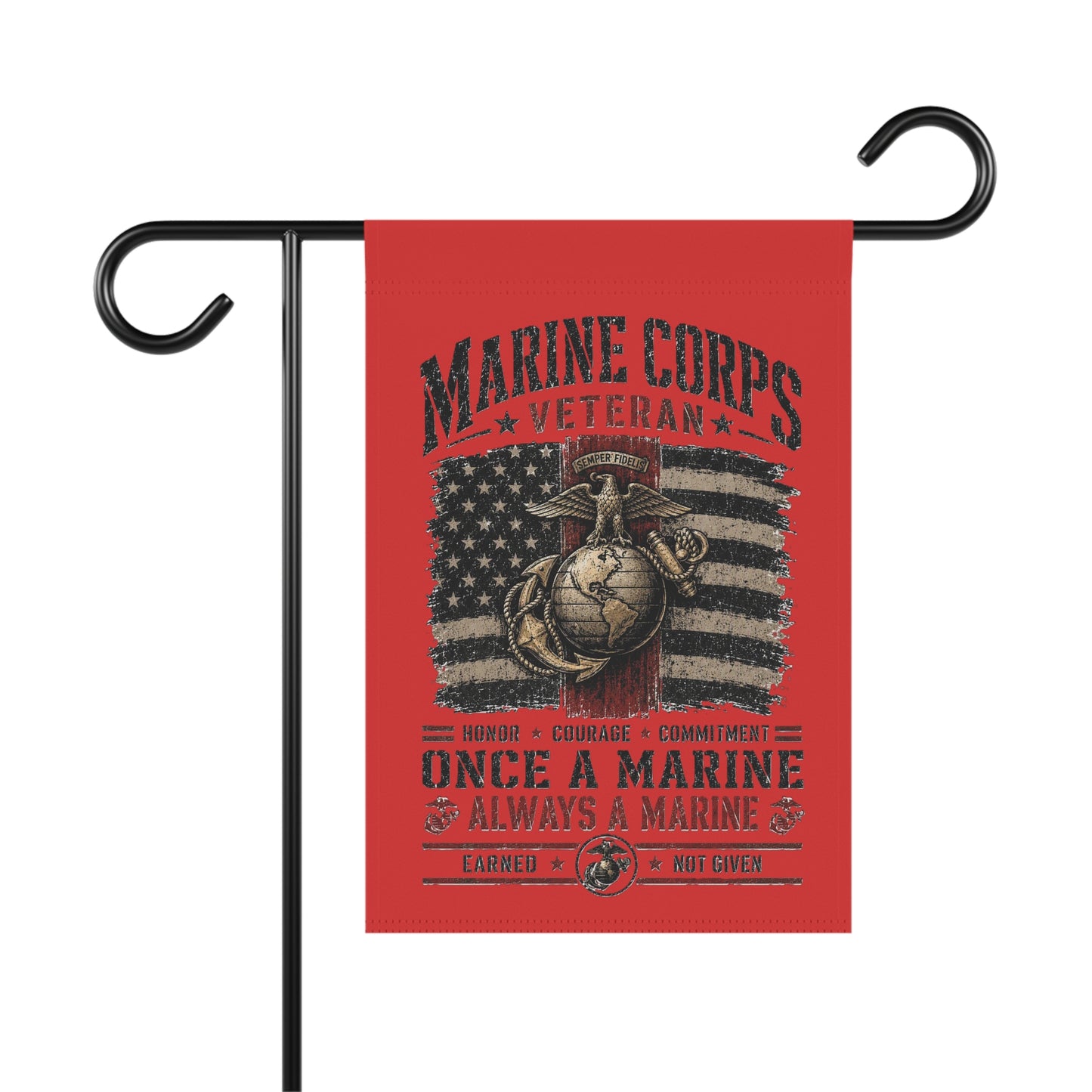 Marine Corps Veteran Garden Flag — Once A Marine, Always A Marine Memorial Banner