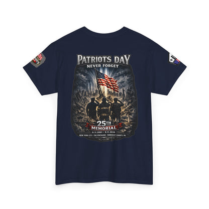 NYARNG Patriots Day Memorial Tee – "Never Forget" 25th Anniversary American Flag Shirt