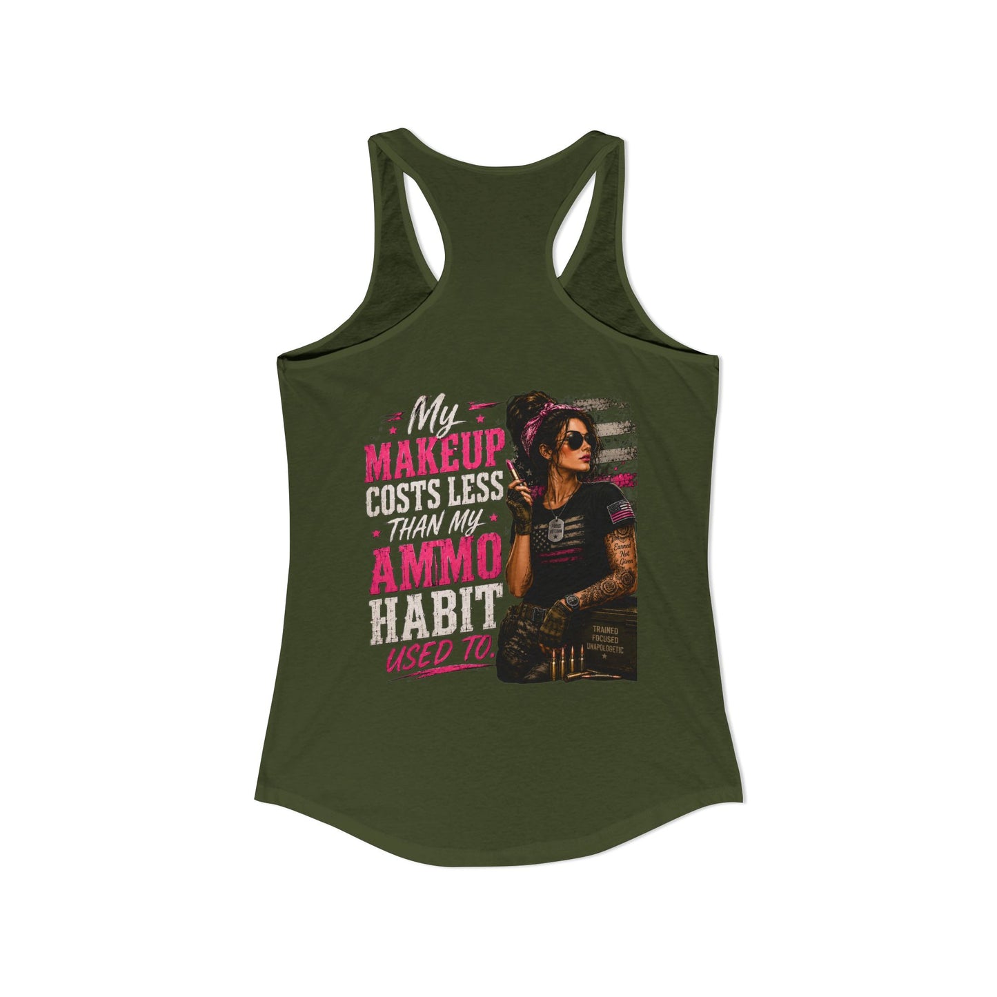 Women's Ideal Racerback Tank - 'My Makeup Cost Less than My Ammo'