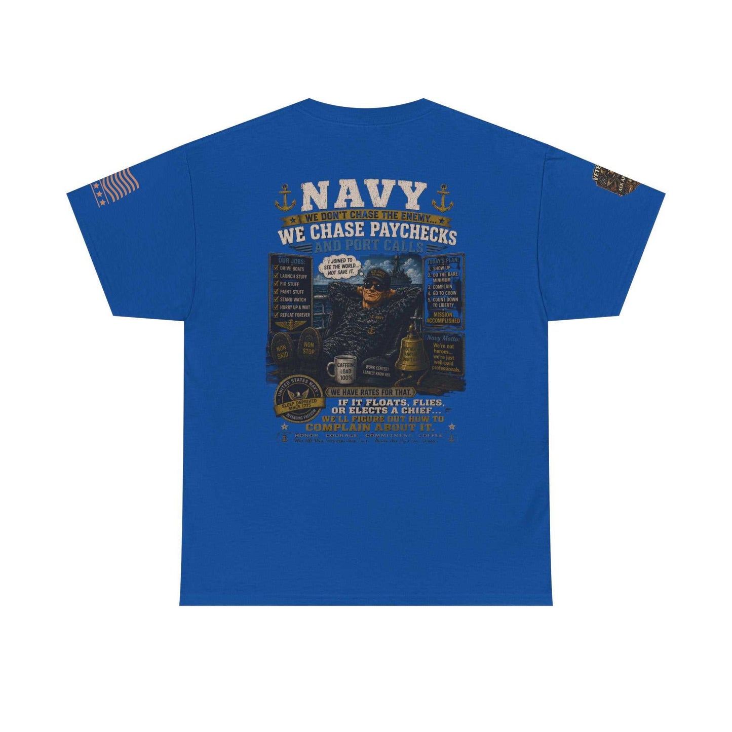Navy Veteran Graphic Tee - 'Navy: Sea, Salt & Port Calls' Military Shirt