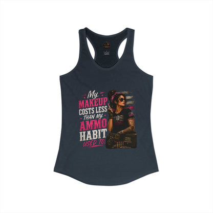 Women's Racerback Tank - "My Makeup Cost More Than My Ammo"