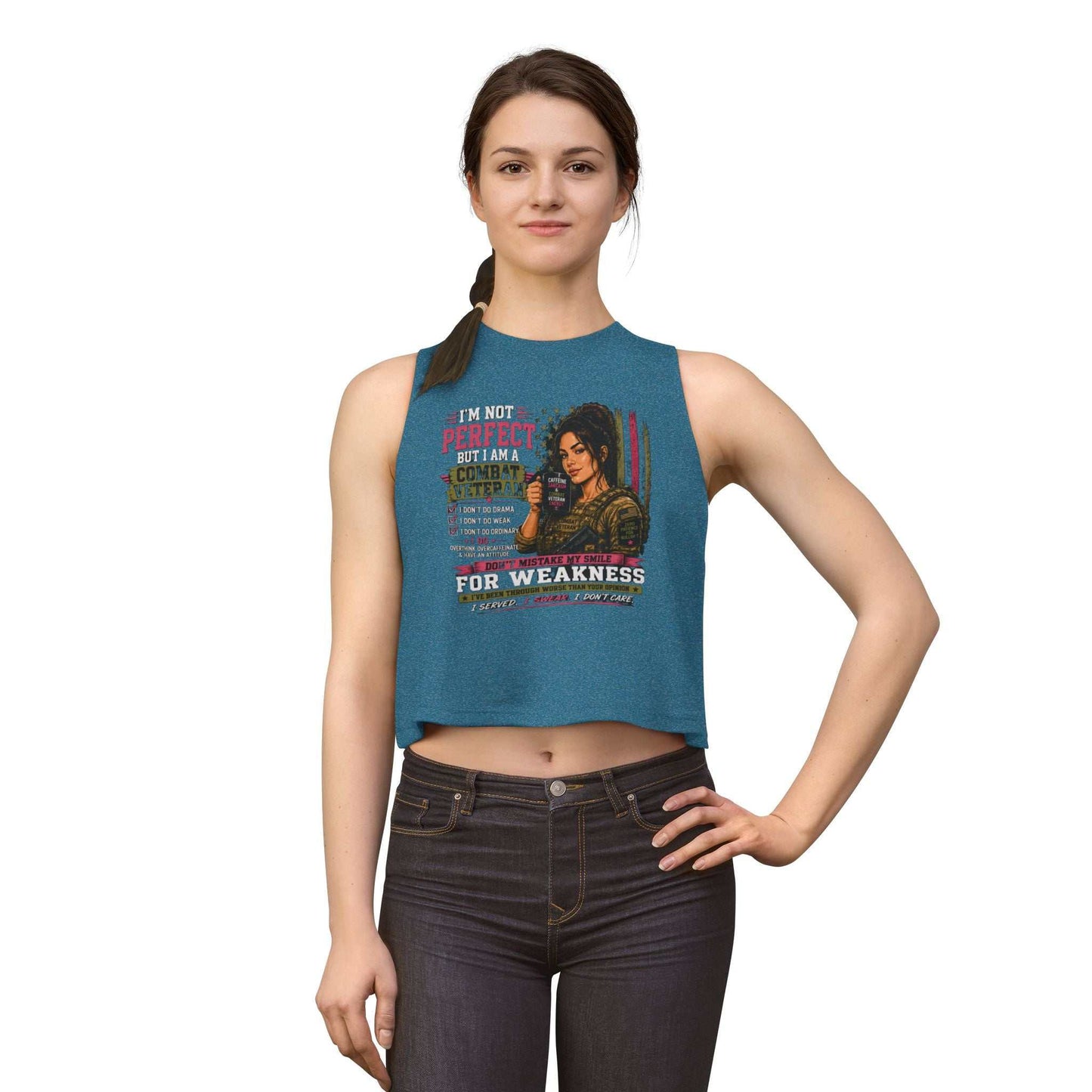Women's Crop Top - Strong & Imperfect Graphic Tank: 'Perfect' Motivational Fitness Tee