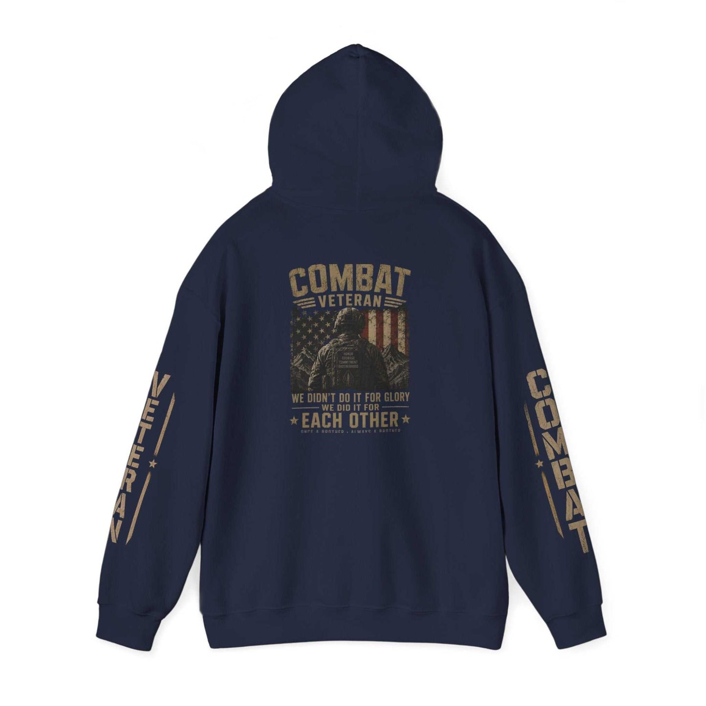 Combat Veteran Hoodie — Patriotic Military Veteran Sweatshirt with 'Combat Veteran' Sleeve Graphics
