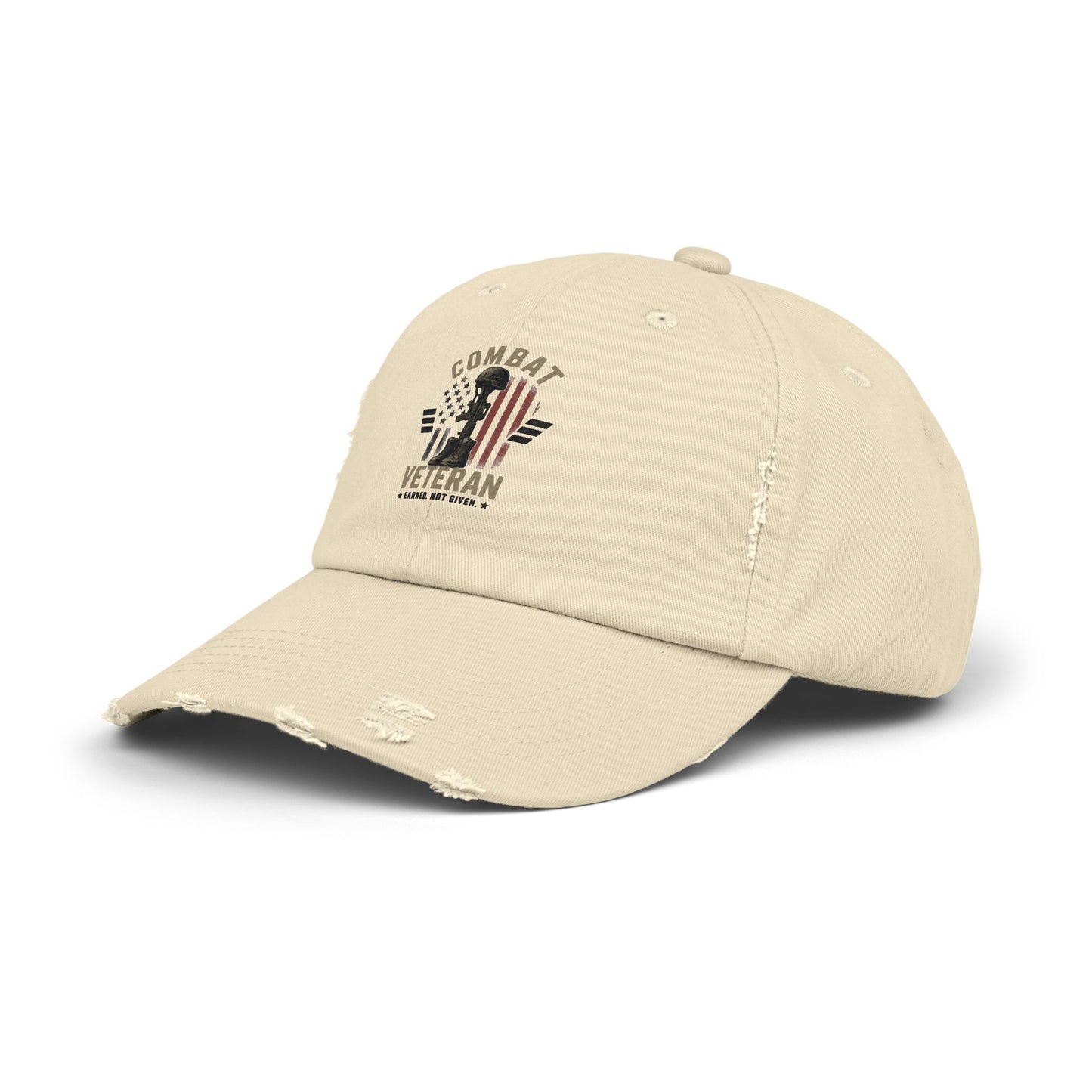 Combat Veteran Distressed Cap – American Flag Patriotic Hat