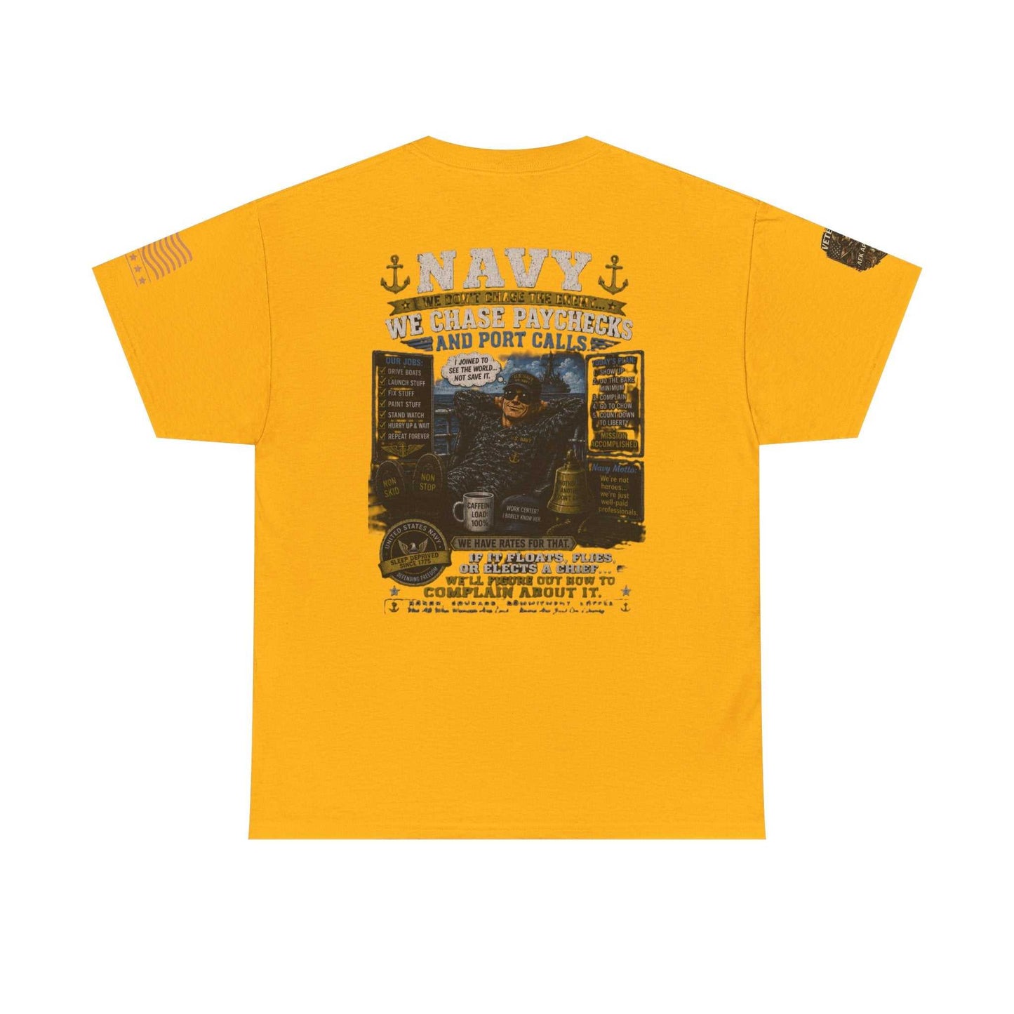 Navy Veteran Graphic Tee - 'Navy: Sea, Salt & Port Calls' Military Shirt