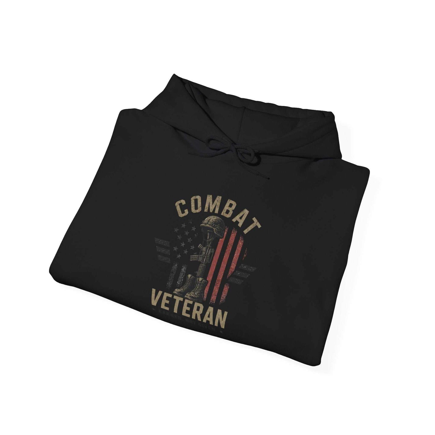 Combat Veteran Hoodie — Patriotic Military Veteran Sweatshirt with 'Combat Veteran' Sleeve Graphics