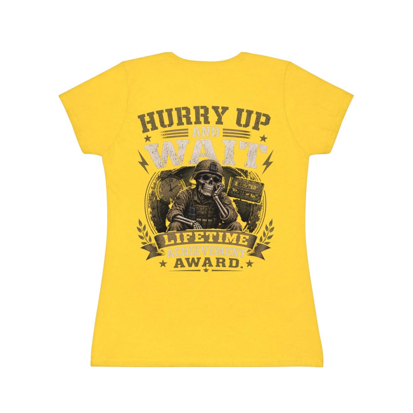 Hurry Up and Wait Skull T-Shirt — Military Veteran Humor Tee