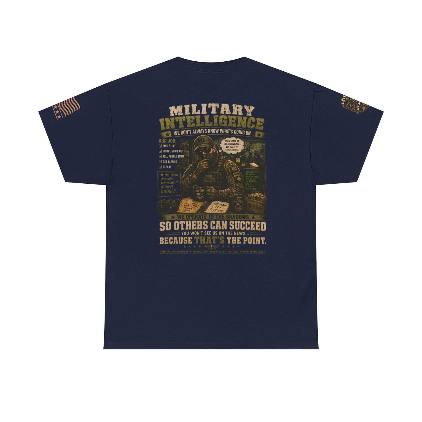 Military Intelligence Graphic Tee — Retro Soldier Design