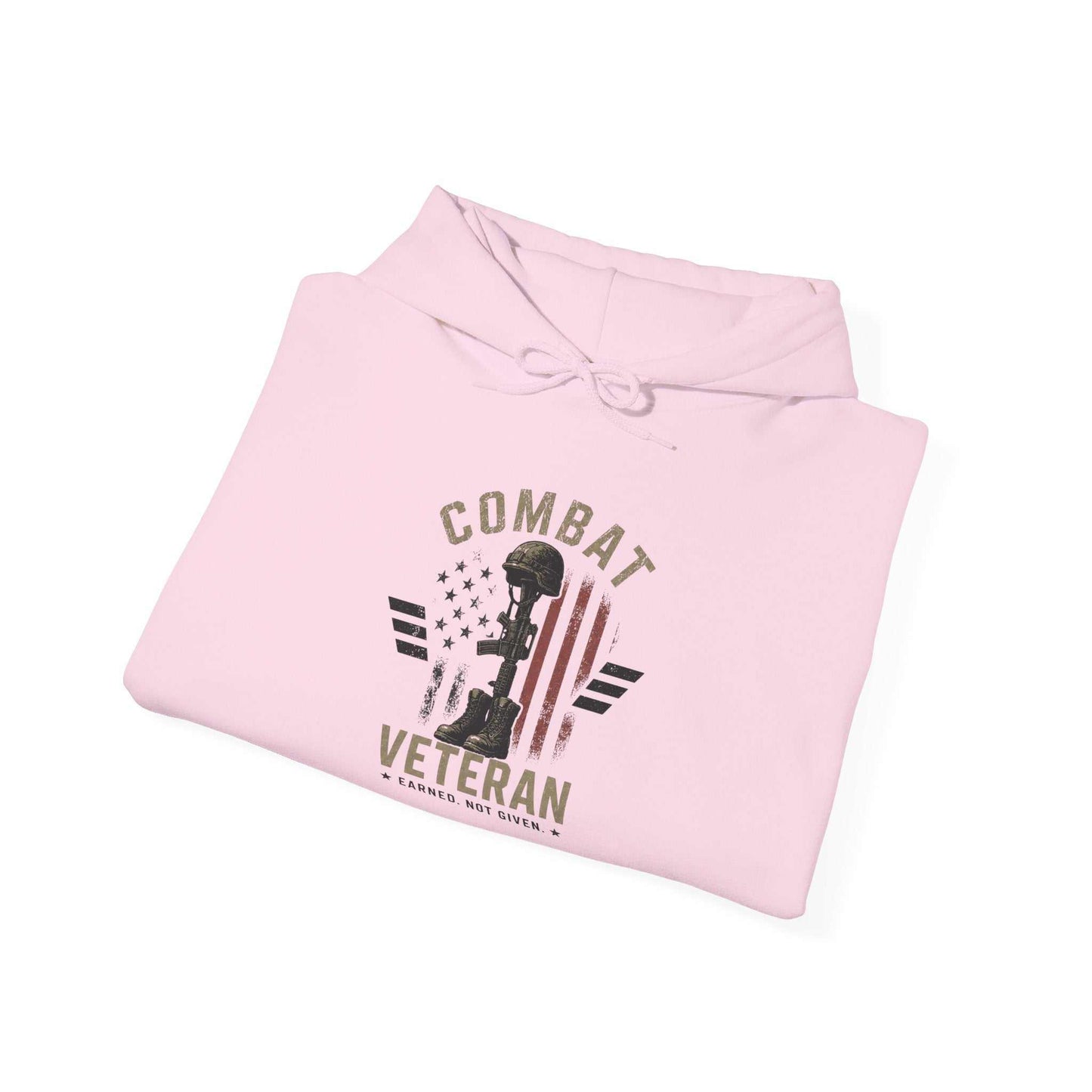 Combat Veteran Hoodie — Patriotic Military Veteran Sweatshirt with 'Combat Veteran' Sleeve Graphics