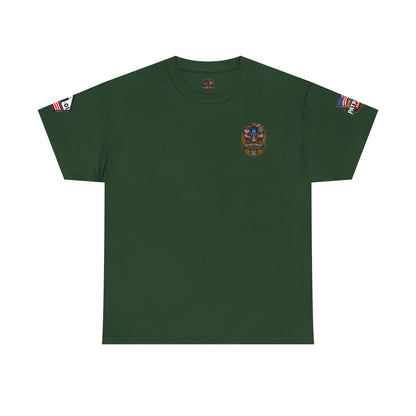 NYPD, FDNY, PAPD-NYNJ Patriots Day Memorial Tee – "Never Forget" 25th Anniversary American Flag Shirt