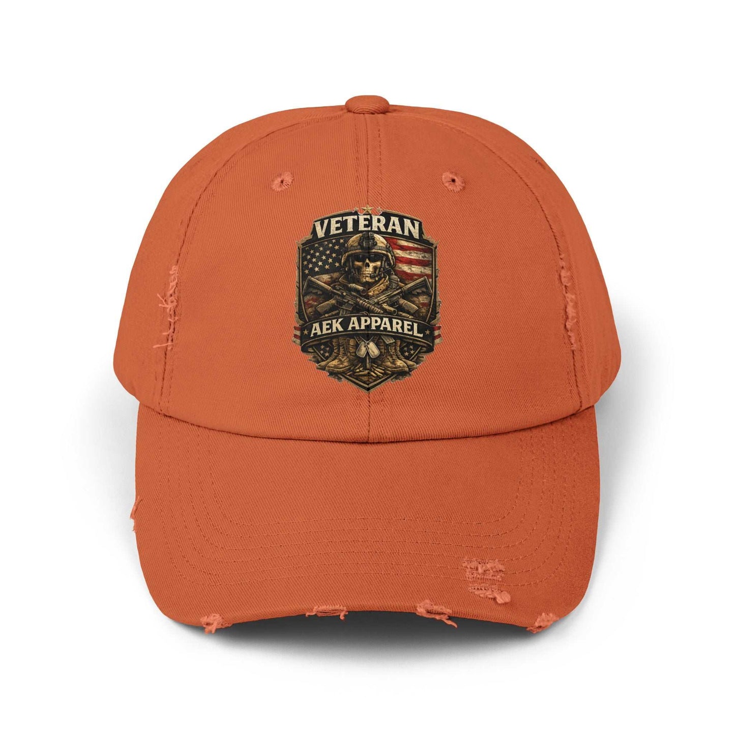 Veteran Distressed Cap - AEK Apparel Patriotic Military Hat