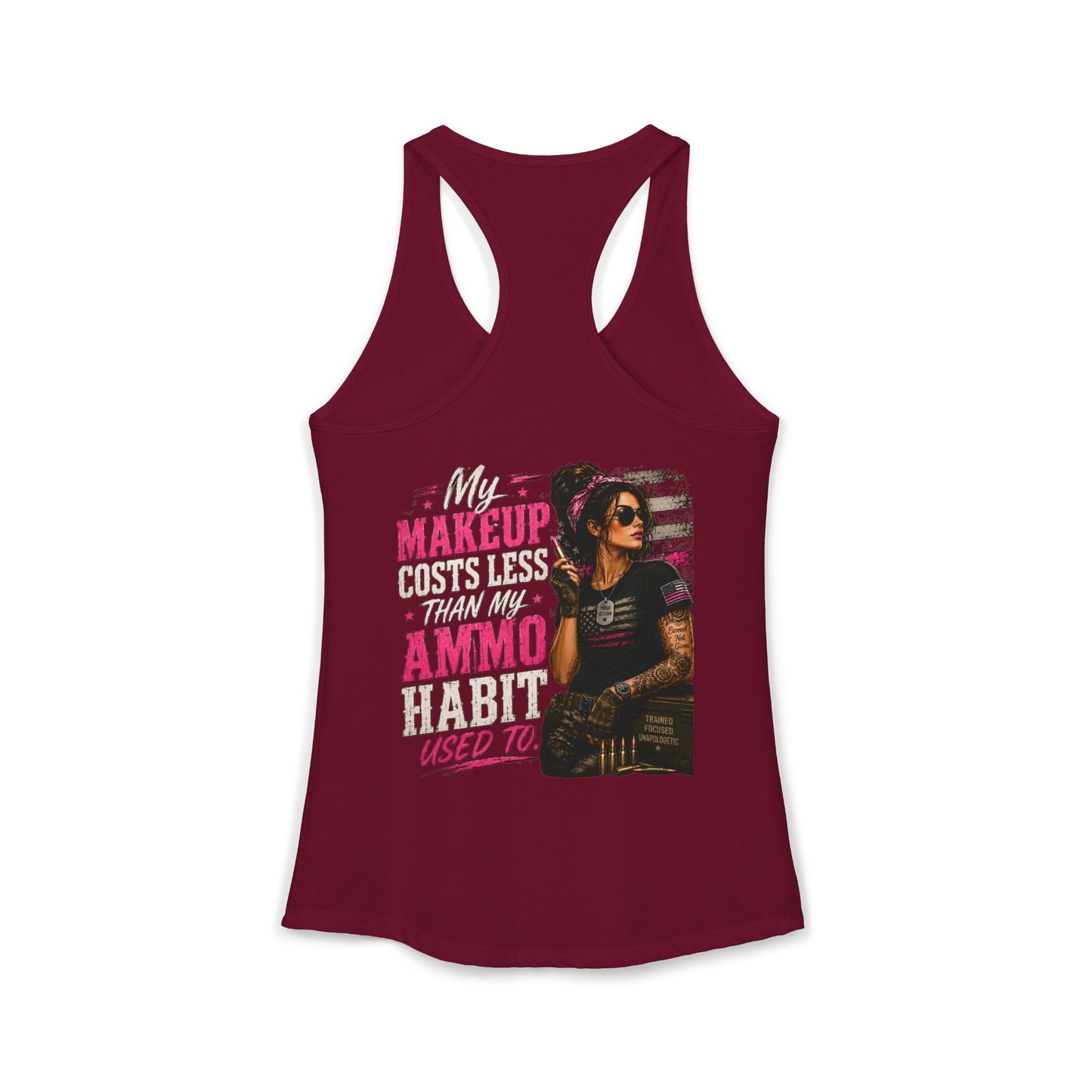 Women's Ideal Racerback Tank - 'My Makeup Cost Less than My Ammo'