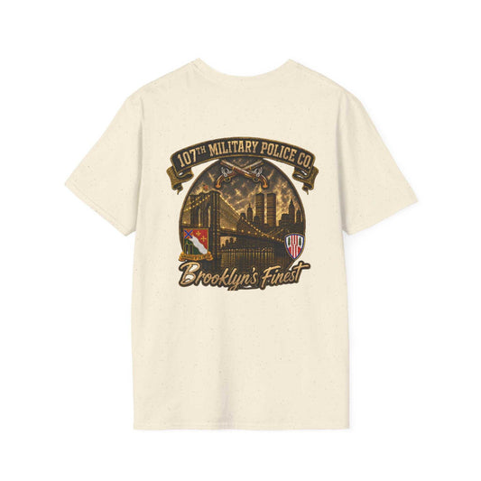 AEK Unit T-Shirt 107th Military Police "Brooklyn's Finest" NYC Skyline and Brooklyn Bridge design