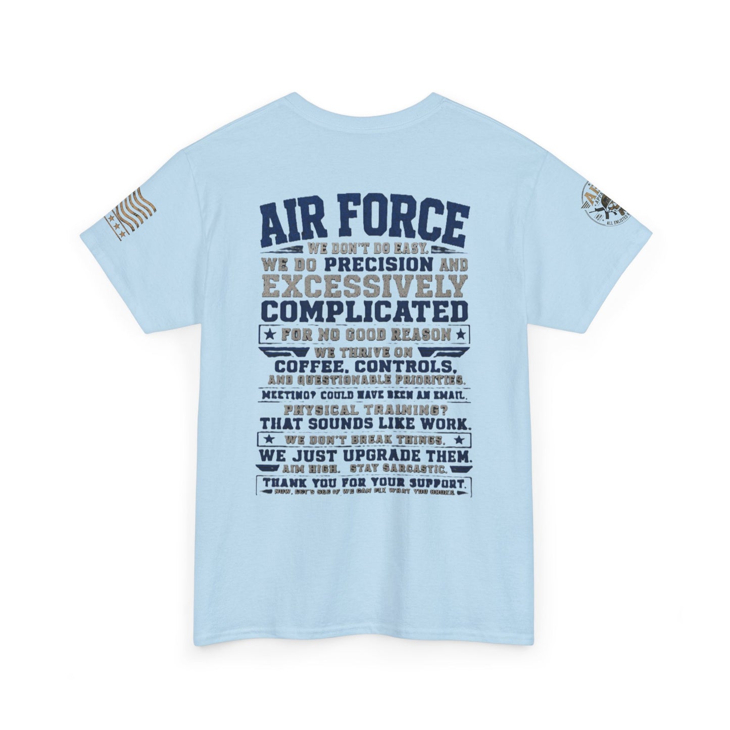 Air Force Crewneck T‑Shirt — "Air Force: Precision & Coffee" Military Graphic Tee