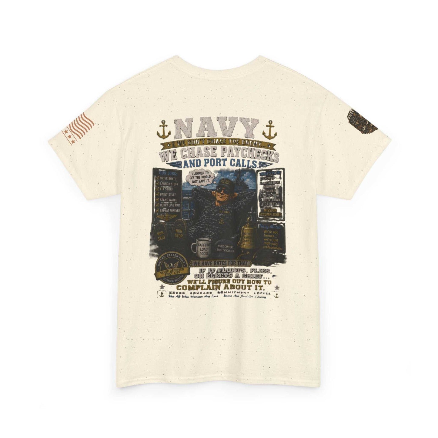 Navy Veteran Graphic Tee - 'Navy: Sea, Salt & Port Calls' Military Shirt