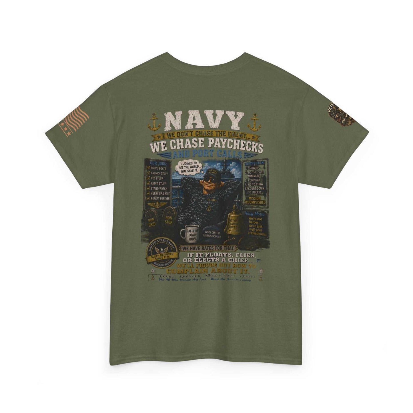 Navy Veteran Graphic Tee - 'Navy: Sea, Salt & Port Calls' Military Shirt