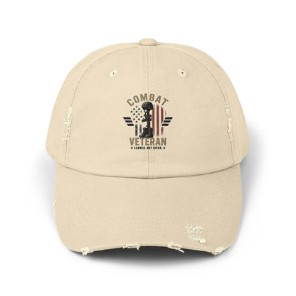 Combat Veteran Distressed Cap – American Flag Patriotic Hat