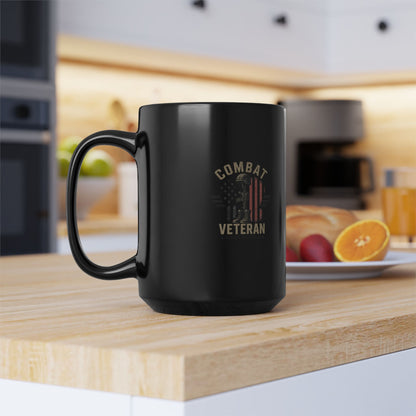 Powered by Caffeine, Ibuprofen & VA Delays Black Mug — Veteran Humor Coffee Cup