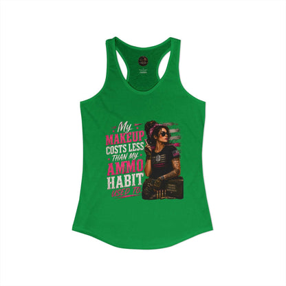 Women's Racerback Tank - "My Makeup Cost More Than My Ammo"