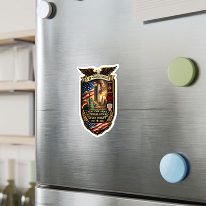 9/11 Never Forget Shield Kiss-Cut Vinyl Decal — New York Army National Guard Memorial Sticker