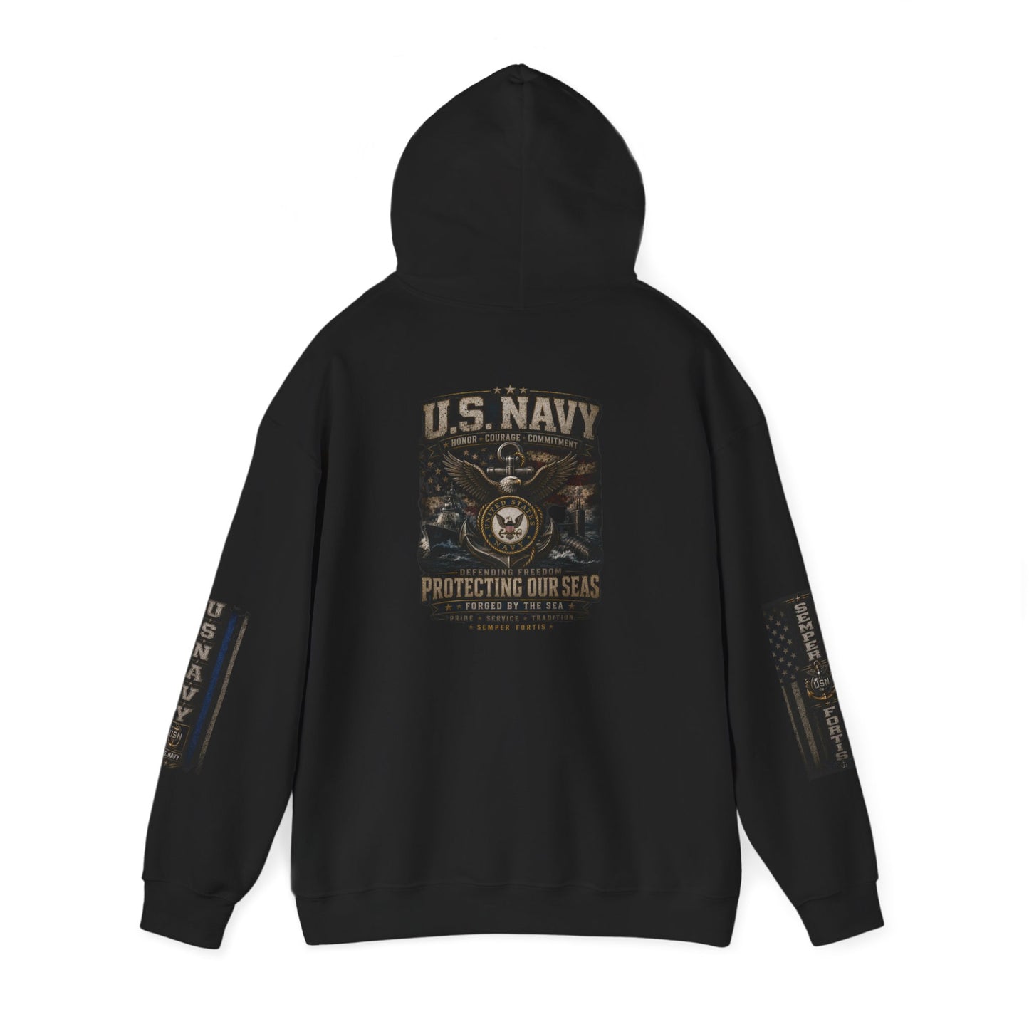U.S. Navy Hoodie - Protecting Our Seas Sweatshirt (AEK Skull Design)