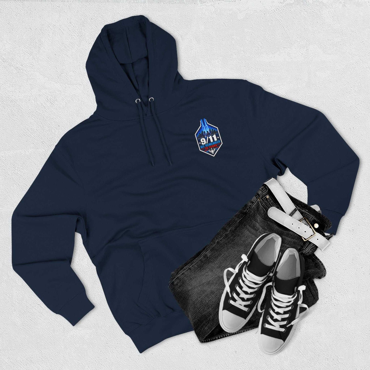 9/11 Remembrance Hoodie – We Remember 25 Years Tribute Fleece Hoodie