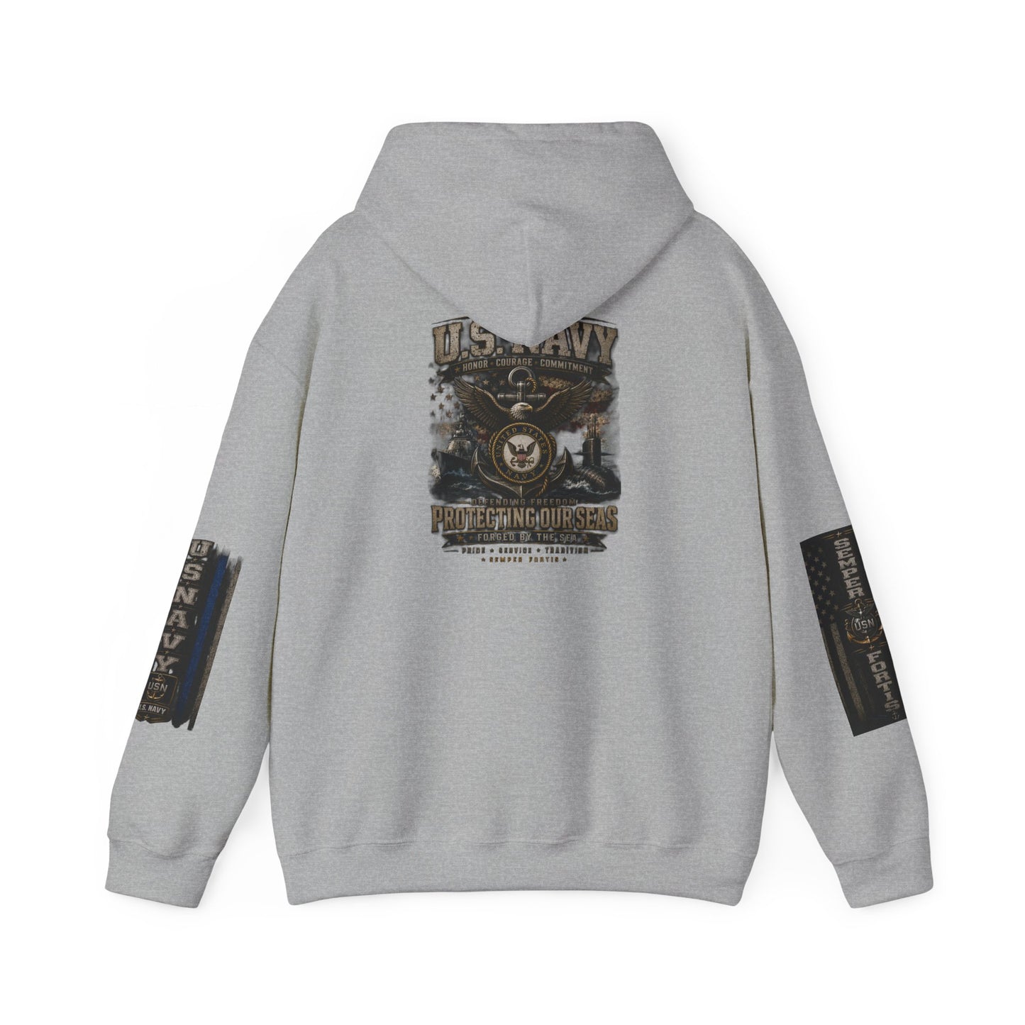 U.S. Navy Hoodie - Protecting Our Seas Sweatshirt (AEK Skull Design)