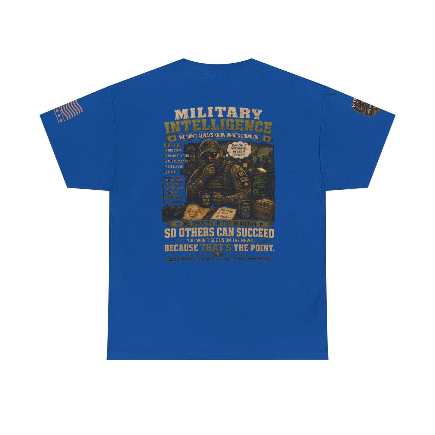 Military Intelligence Graphic Tee — Retro Soldier Design