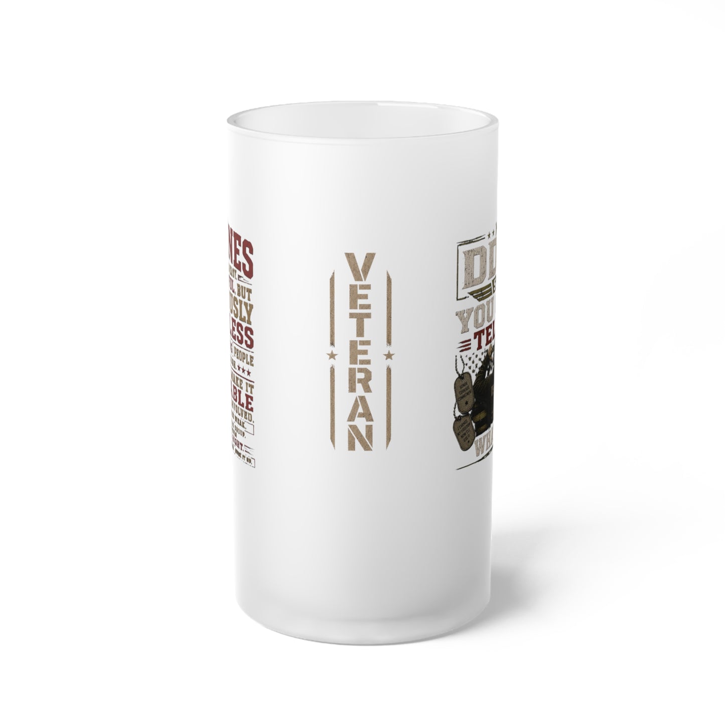 Marine Veteran Frosted Glass Beer Mug — Military Pride Beer Stein