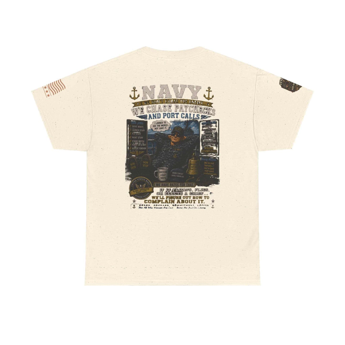 Navy Veteran Graphic Tee - 'Navy: Sea, Salt & Port Calls' Military Shirt