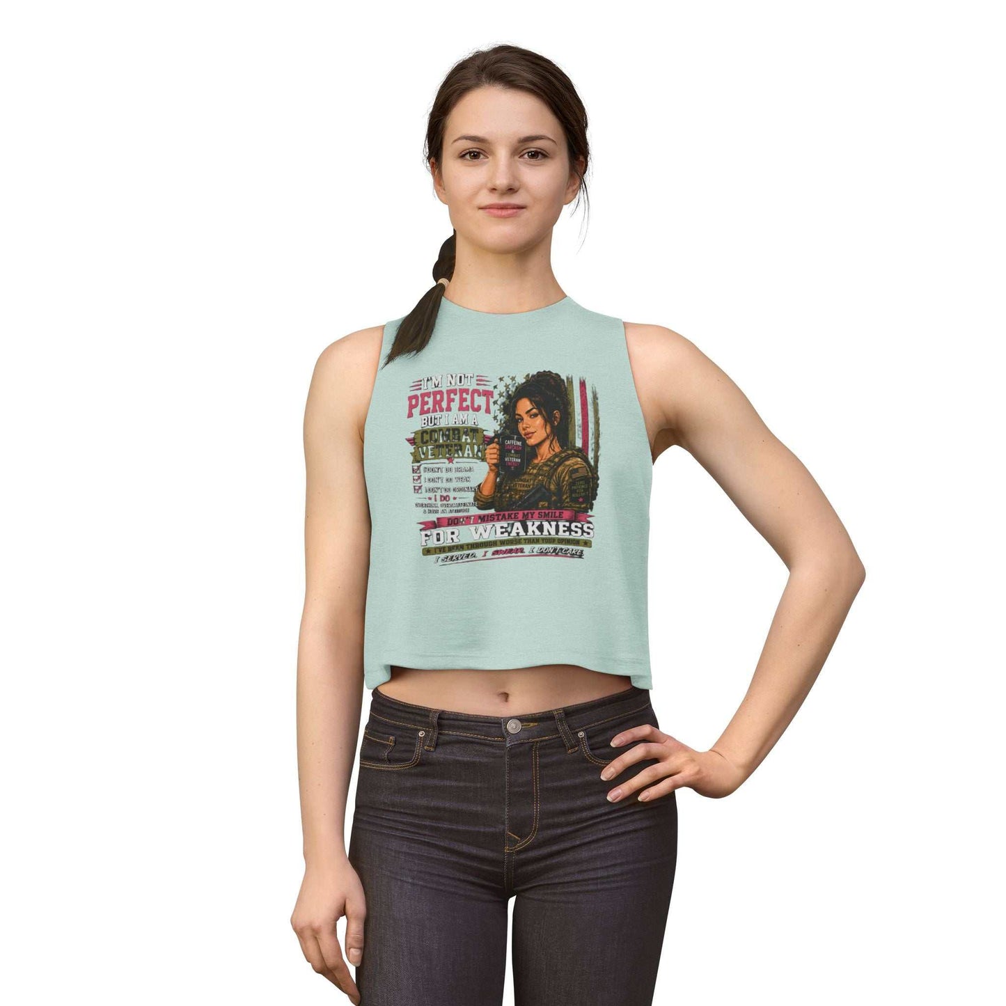 Women's Crop Top - Strong & Imperfect Graphic Tank: 'Perfect' Motivational Fitness Tee