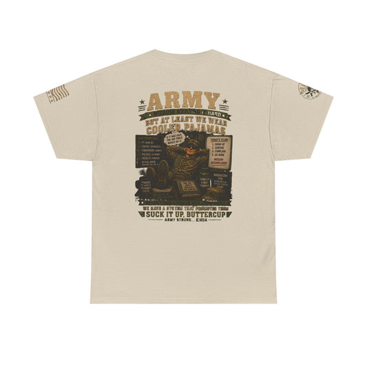 Army vintage graphic tee with military design and weathered look