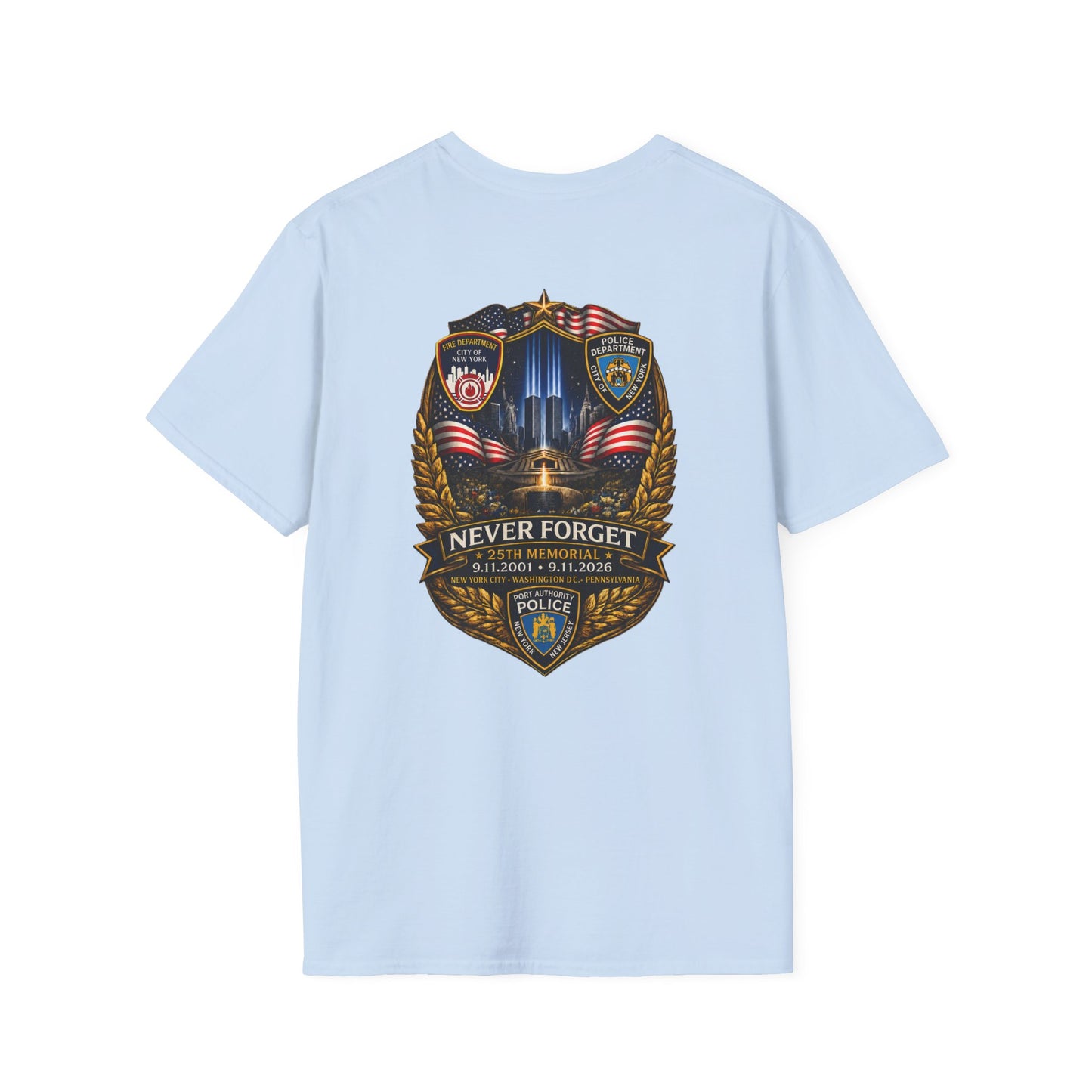 Patriots Day T-Shirt — Small Chest Flag Logo Tee for Memorial & Patriot Celebrations