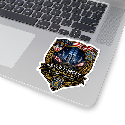 Never Forget 25th Memorial 9/11 Commemorative Sticker