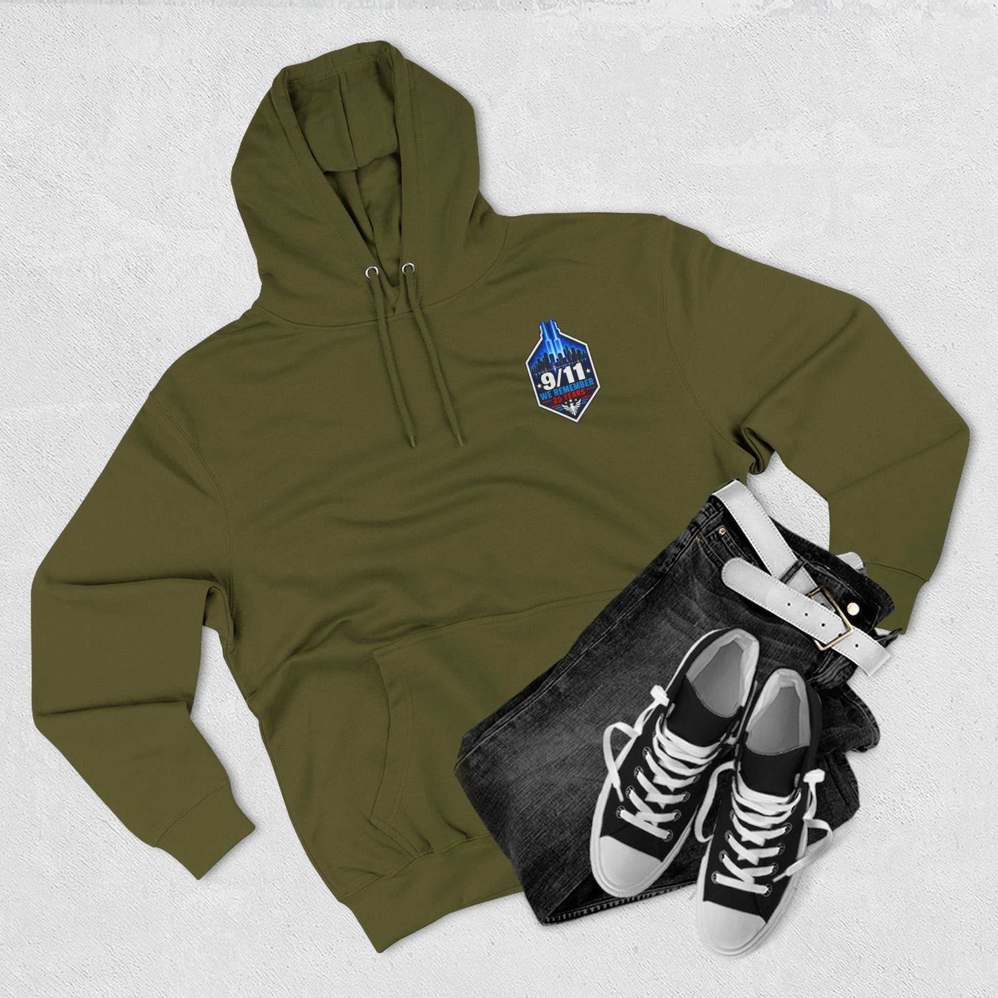 9/11 Remembrance Hoodie – We Remember 25 Years Tribute Fleece Hoodie