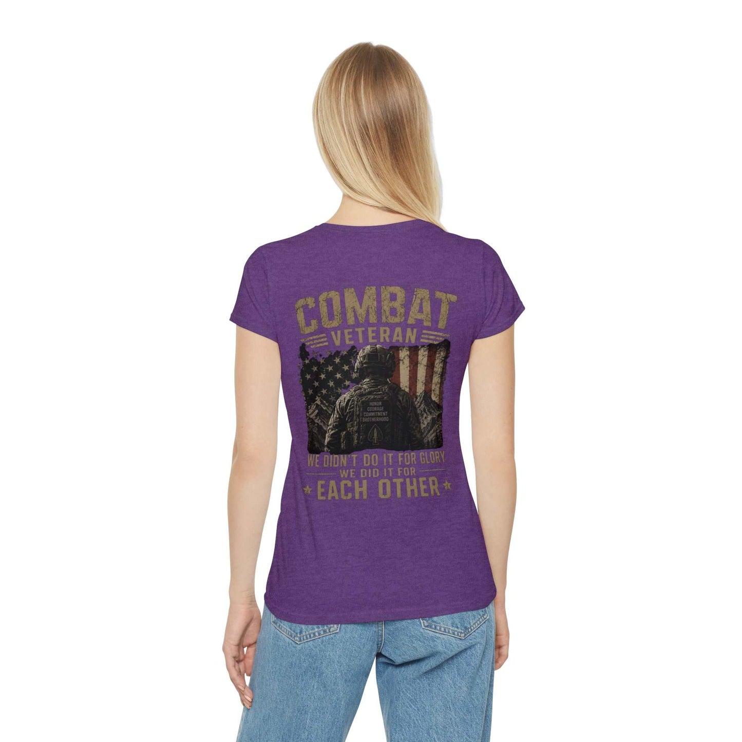 Combat Veteran T-Shirt — "We Didn't Do It For Glory We Did It For Each Other" Women's Tee